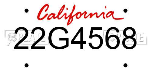 22G4568 California License Plate