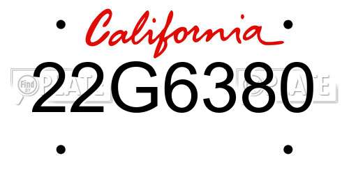22G6380 California License Plate