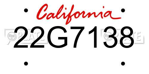 22G7138 California License Plate