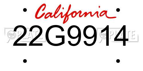 22G9914 California License Plate
