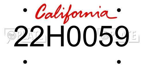 22H0059 California License Plate