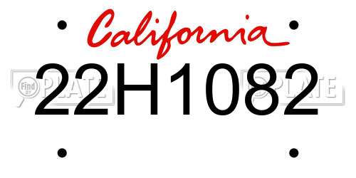 22H1082 California License Plate