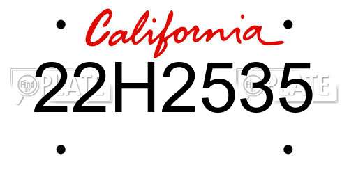 22H2535 California License Plate