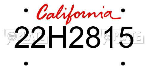 22H2815 California License Plate