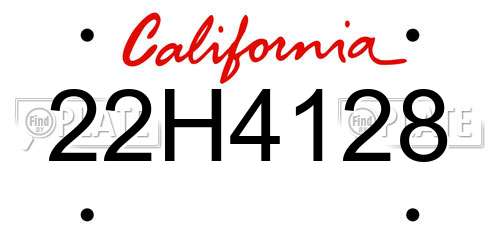 22H4128 California License Plate