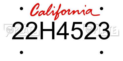 22H4523 California License Plate