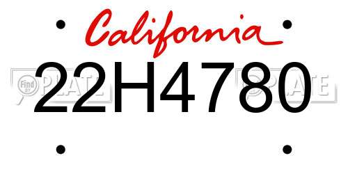 22H4780 California License Plate