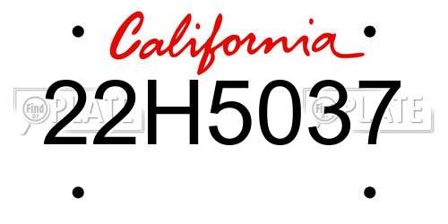 22H5037 California License Plate