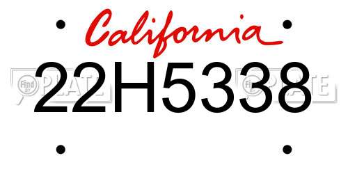 22H5338 California License Plate