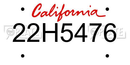 22H5476 California License Plate
