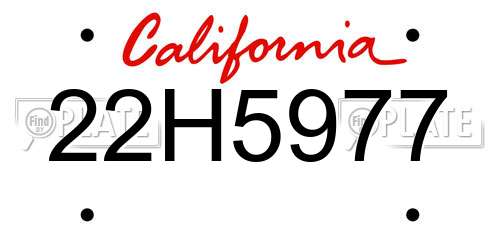 22H5977 California License Plate