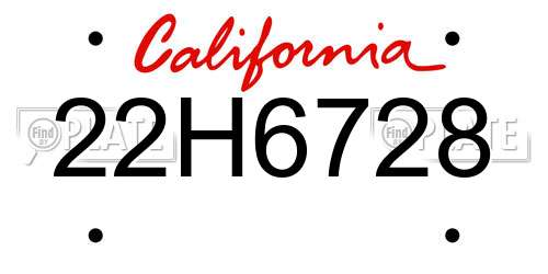 22H6728 California License Plate