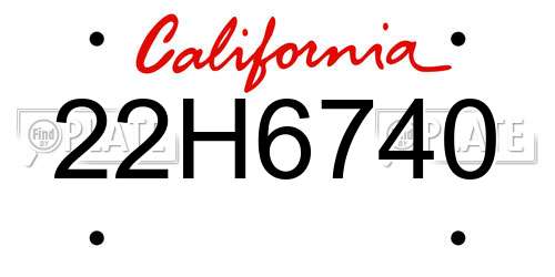 22H6740 California License Plate