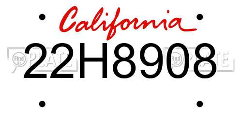 22H8908 California License Plate