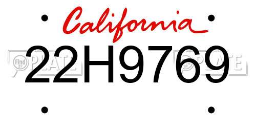 22H9769 California License Plate
