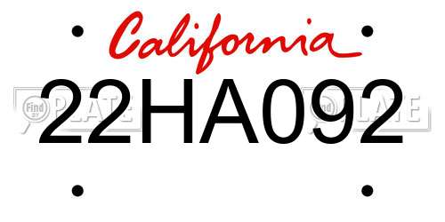 22HA092 California License Plate