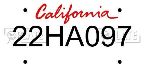 22HA097 California License Plate