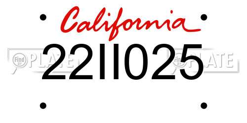 22II025 California License Plate