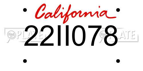 22II078 California License Plate