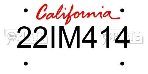 22IM414 California License Plate