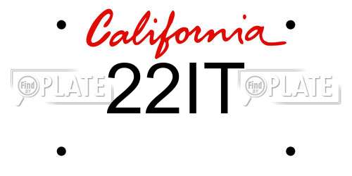 22IT California License Plate