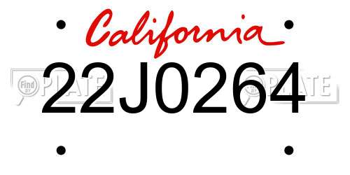 22J0264 California License Plate