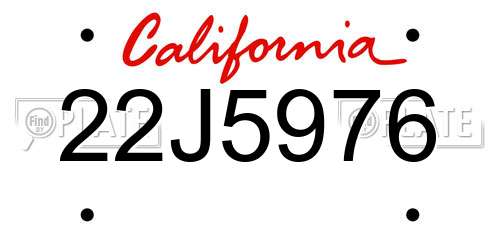 22J5976 California License Plate