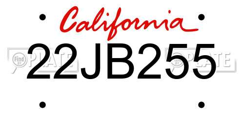 22JB255 California License Plate