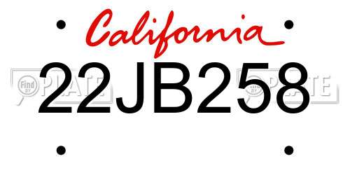 22JB258 California License Plate