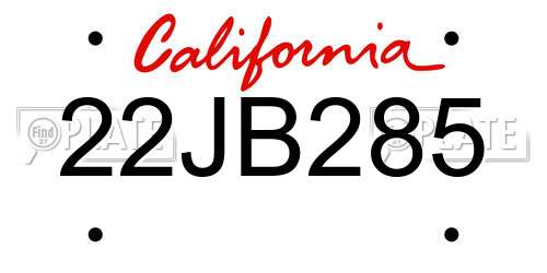 22JB285 California License Plate