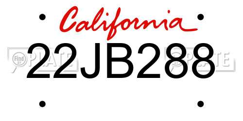 22JB288 California License Plate
