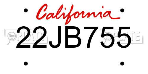 22JB755 California License Plate