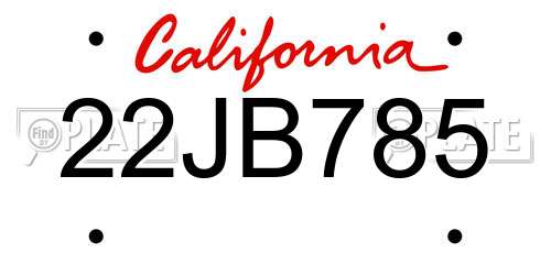 22JB785 California License Plate