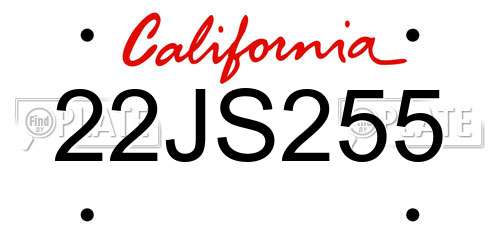 22JS255 California License Plate