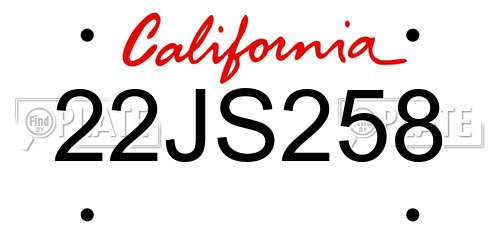 22JS258 California License Plate
