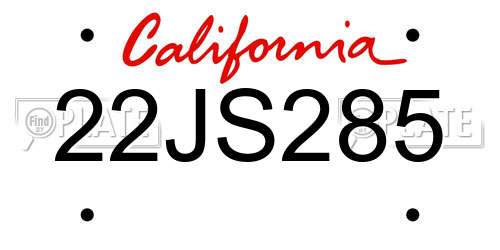 22JS285 California License Plate