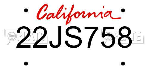22JS758 California License Plate