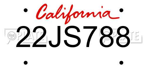 22JS788 California License Plate