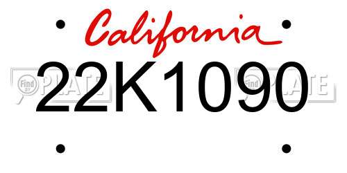 22K1090 California License Plate