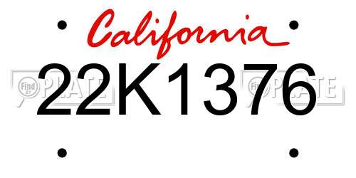 22K1376 California License Plate