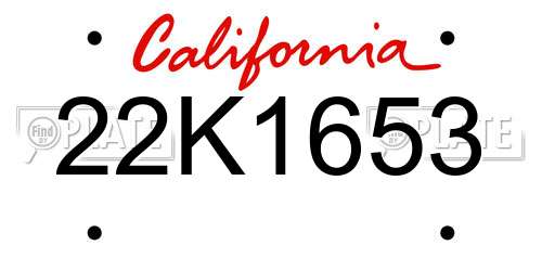 22K1653 California License Plate