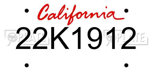 22K1912 California License Plate