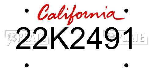 22K2491 California License Plate