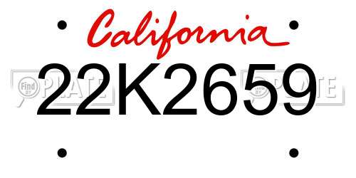 22K2659 California License Plate