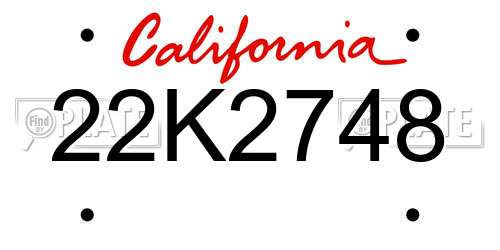 22K2748 California License Plate