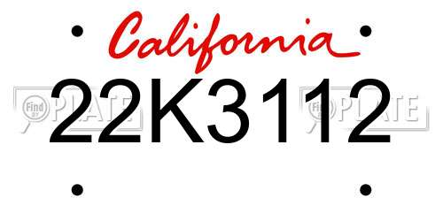 22K3112 California License Plate