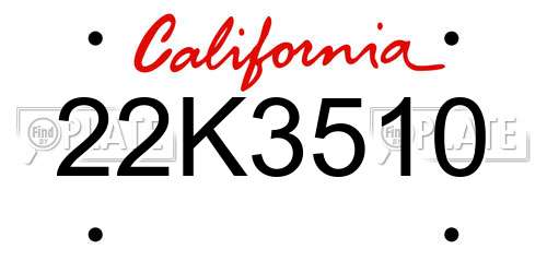 22K3510 California License Plate