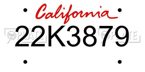 22K3879 California License Plate