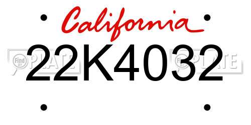 22K4032 California License Plate