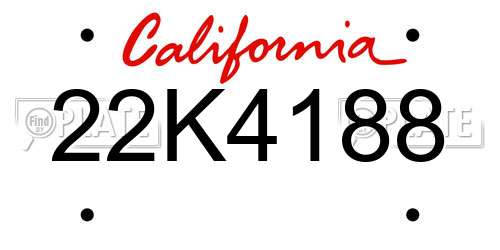 22K4188 California License Plate
